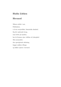 Hulda Lütken - Hovmod